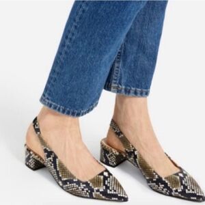 Everlane snake-skin heels, size 8.5.